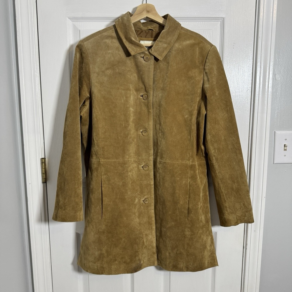 Cherokee Women's Genuine Leather Suede Coat Jacket XL Tan Brown Mid-Length